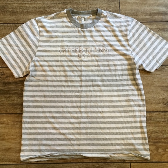 Guess Grey Striped Shirt on Sale, 56 